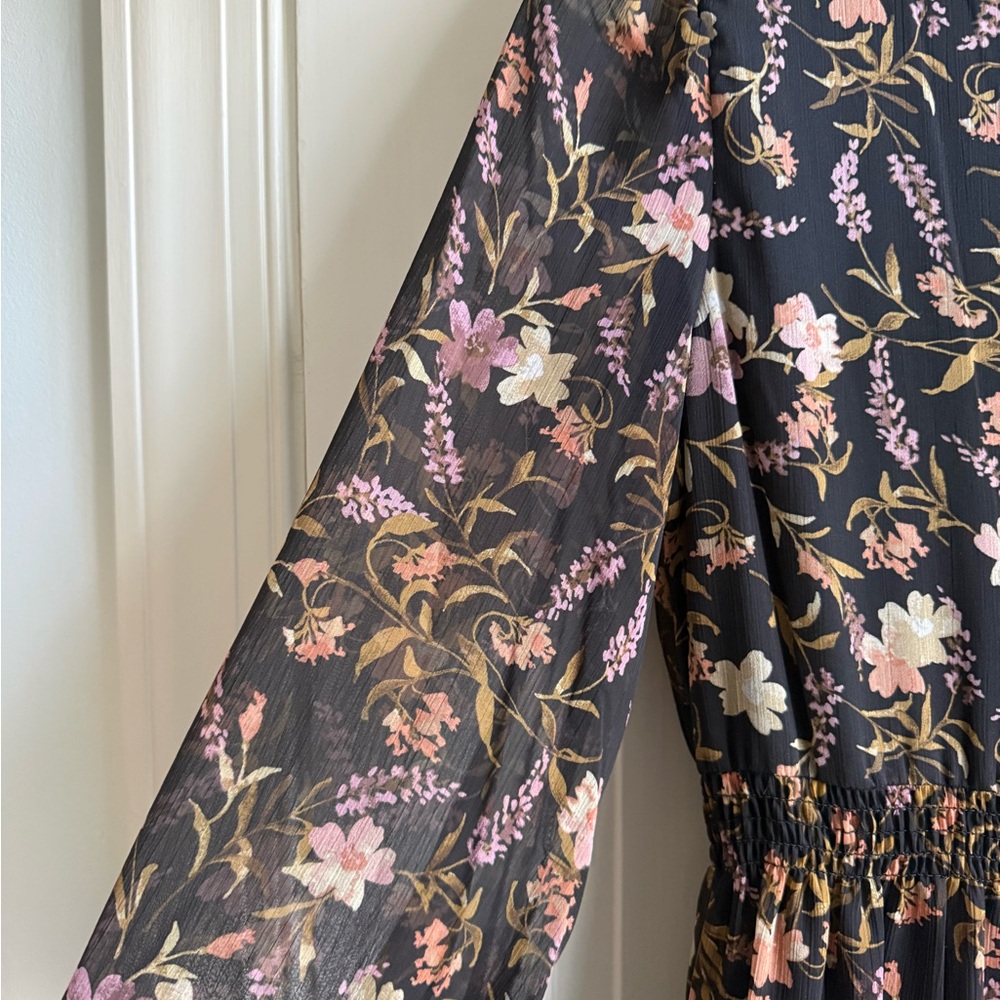 Taylor Brown Floral Long Sleeve Dress - Picture 2 of 7